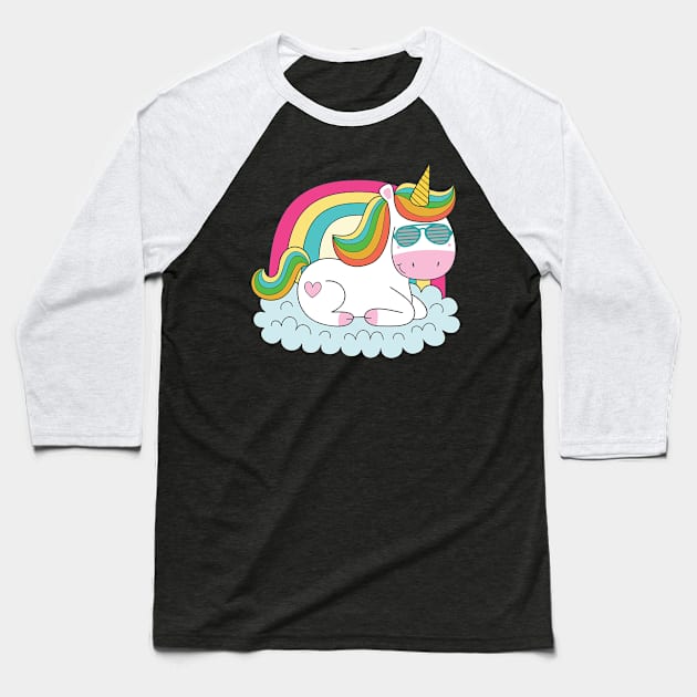 Unicorn rainbow Baseball T-Shirt by HBfunshirts